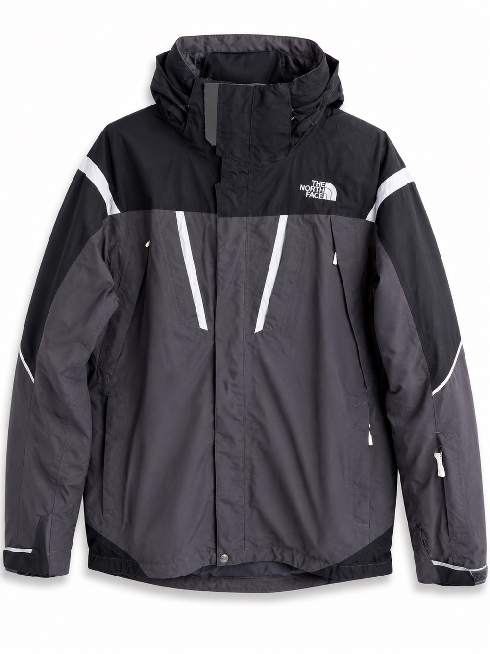The North Face HyVent Ski Jacket Mens M Charcoal Black Hooded Snowboard Coat